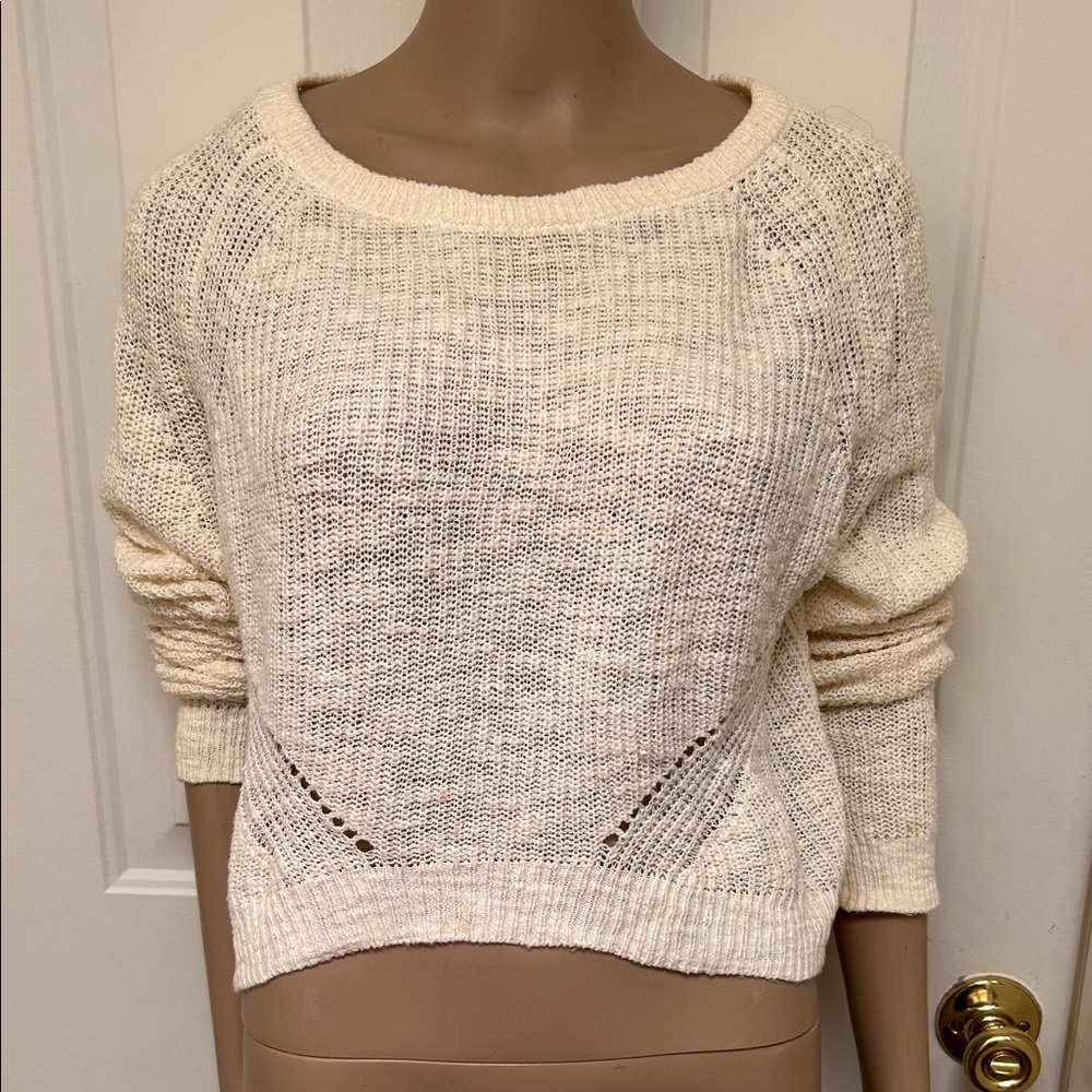 Moth Cotton Cropped High How Sweater Pullover Long Sleeve